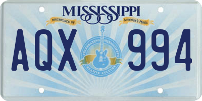 MS license plate AQX994