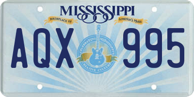 MS license plate AQX995