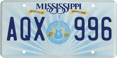 MS license plate AQX996