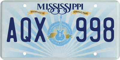 MS license plate AQX998