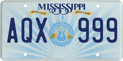 MS license plate AQX999