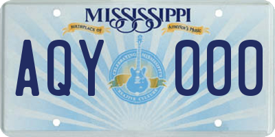 MS license plate AQY000