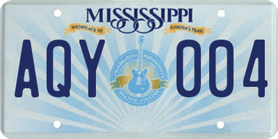 MS license plate AQY004