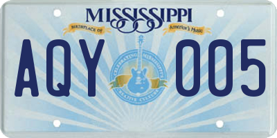 MS license plate AQY005
