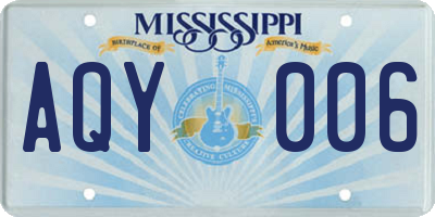 MS license plate AQY006