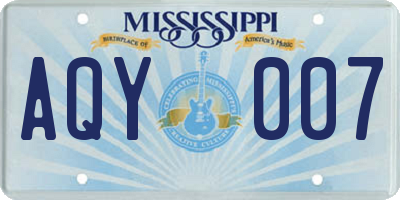 MS license plate AQY007