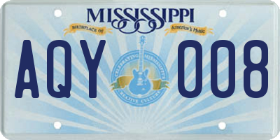 MS license plate AQY008