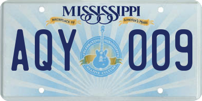 MS license plate AQY009
