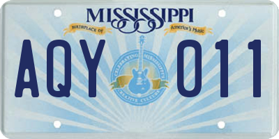 MS license plate AQY011