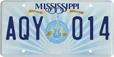 MS license plate AQY014