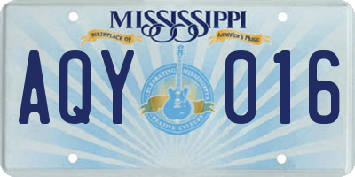 MS license plate AQY016