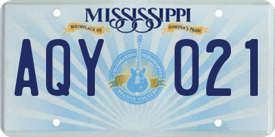 MS license plate AQY021