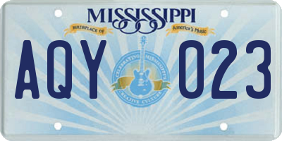 MS license plate AQY023