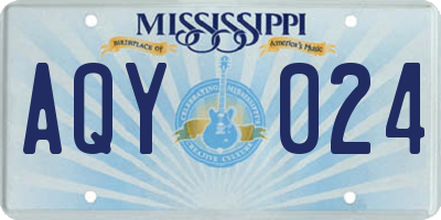 MS license plate AQY024