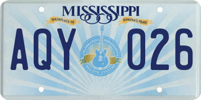 MS license plate AQY026