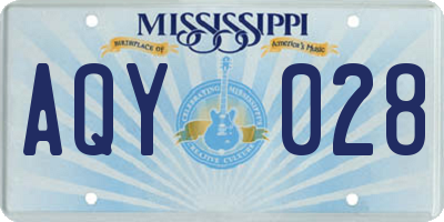 MS license plate AQY028