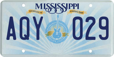 MS license plate AQY029