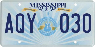 MS license plate AQY030