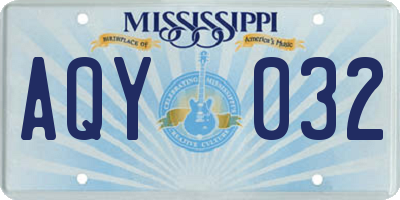 MS license plate AQY032