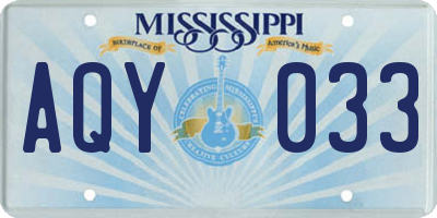 MS license plate AQY033