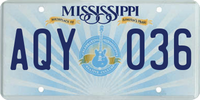 MS license plate AQY036