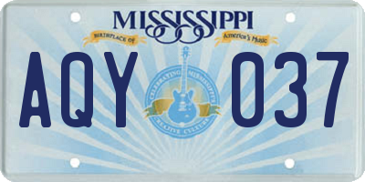 MS license plate AQY037