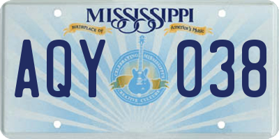 MS license plate AQY038