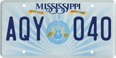 MS license plate AQY040
