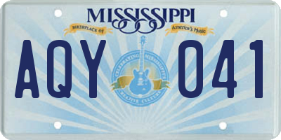 MS license plate AQY041