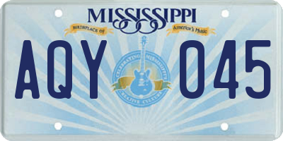 MS license plate AQY045