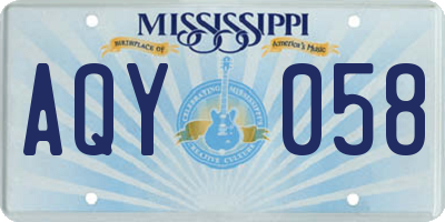 MS license plate AQY058