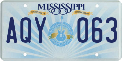 MS license plate AQY063