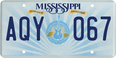 MS license plate AQY067
