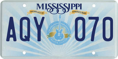 MS license plate AQY070