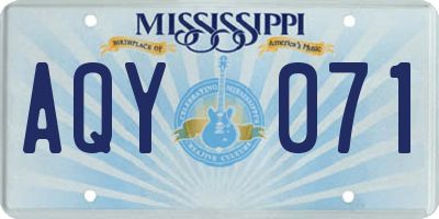 MS license plate AQY071