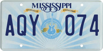 MS license plate AQY074