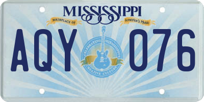 MS license plate AQY076