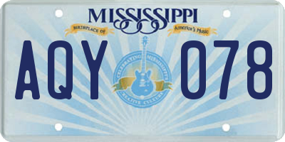 MS license plate AQY078