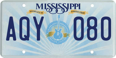 MS license plate AQY080