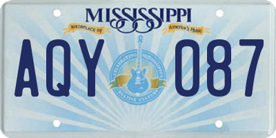 MS license plate AQY087