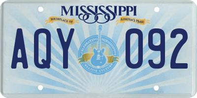 MS license plate AQY092
