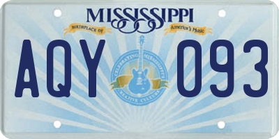 MS license plate AQY093