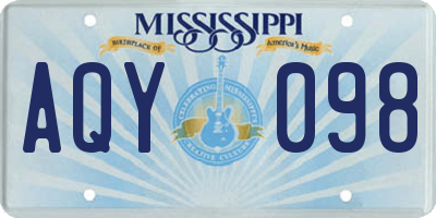 MS license plate AQY098
