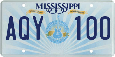 MS license plate AQY100