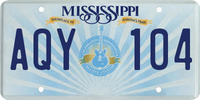 MS license plate AQY104