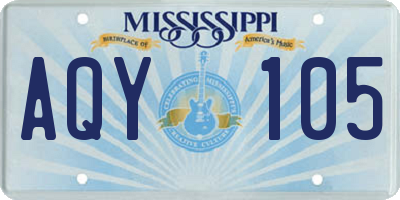 MS license plate AQY105