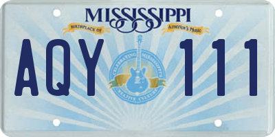MS license plate AQY111