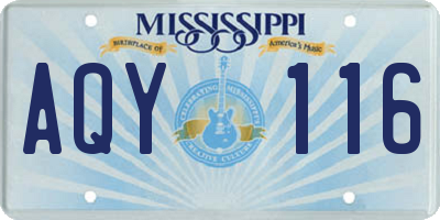 MS license plate AQY116