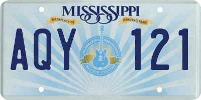 MS license plate AQY121