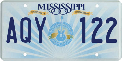 MS license plate AQY122
